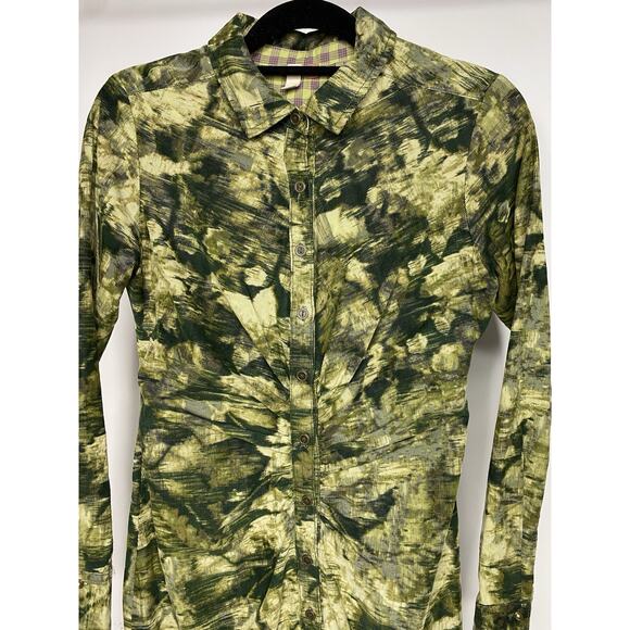 Pilcro Women's 4 Ruched Corduroy Button Down Long Sleeve Mini Shirt Dress Green - Picture 2 of 7